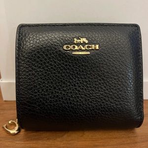 Mini Coach Wallet. Black leather